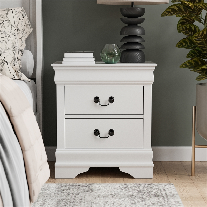 Furniture of America Arabella Wood 2-Drawer Nightstand in White