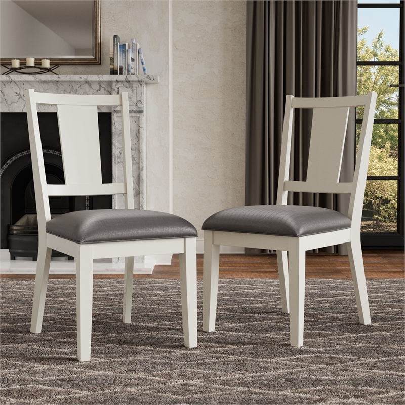 Furniture of America Arvin Wood Padded Side Chairs in White (Set of 2)