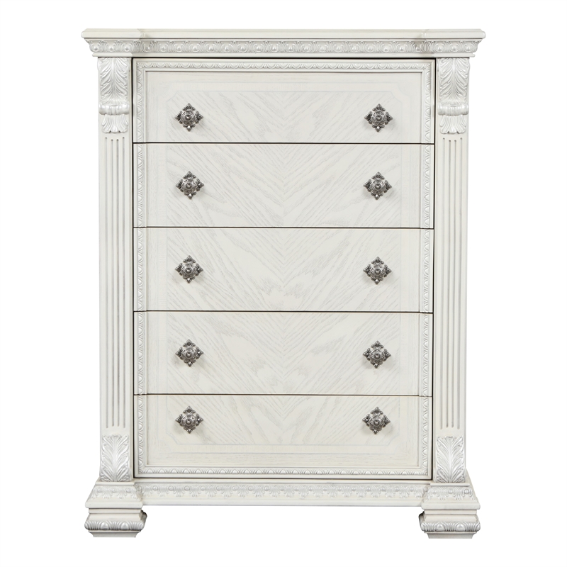 Furniture of America Byrne Wood Dovetail 5-Drawer Chest in White