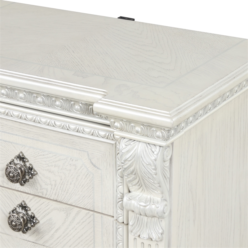 Furniture of America Byrne Wood Dovetail White 3-Drawer Nightstand with USBs