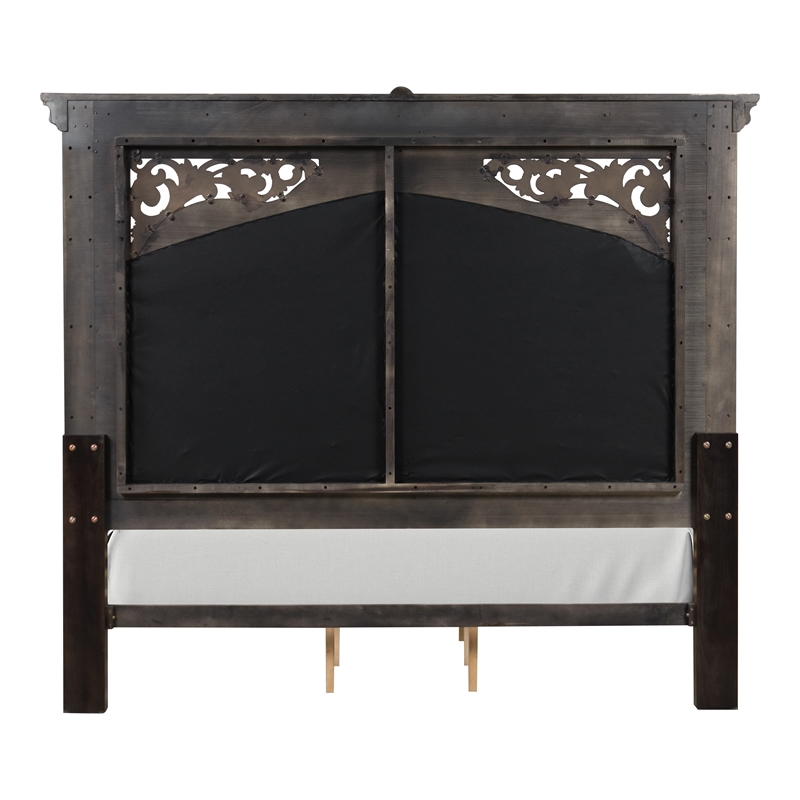 Furniture of America Byrne Wood Tufted Headboard Panel Queen Bed in Espresso
