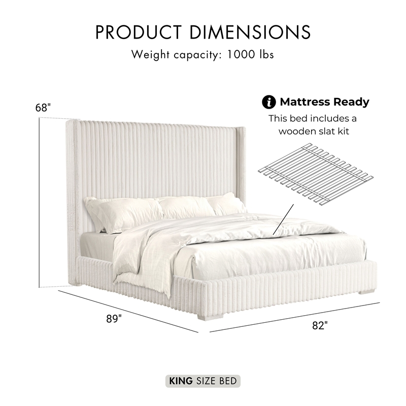 Furniture of America Plutforn Chenille Mattress Ready King Bed in White