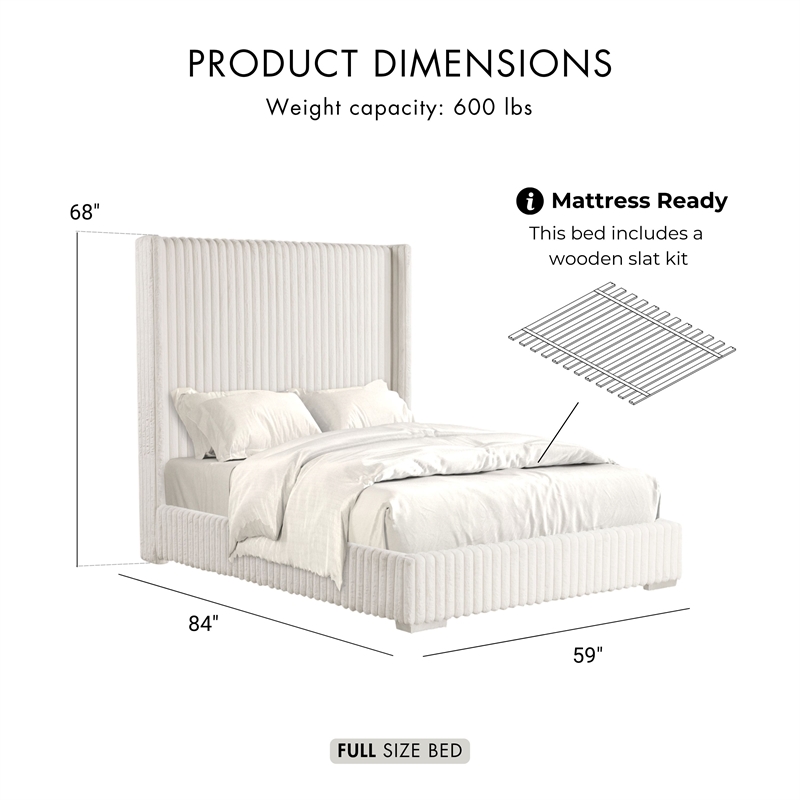 Furniture of America Plutforn Chenille Mattress Ready Full Bed in White