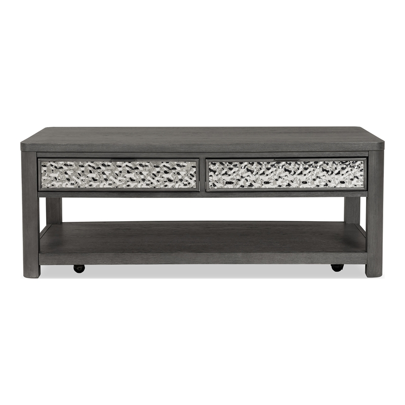Furniture of America Selyra Wood Open Shelf Gray Coffee Table with Casters