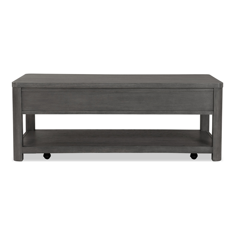 Furniture of America Selyra Wood Open Shelf Gray Coffee Table with Casters
