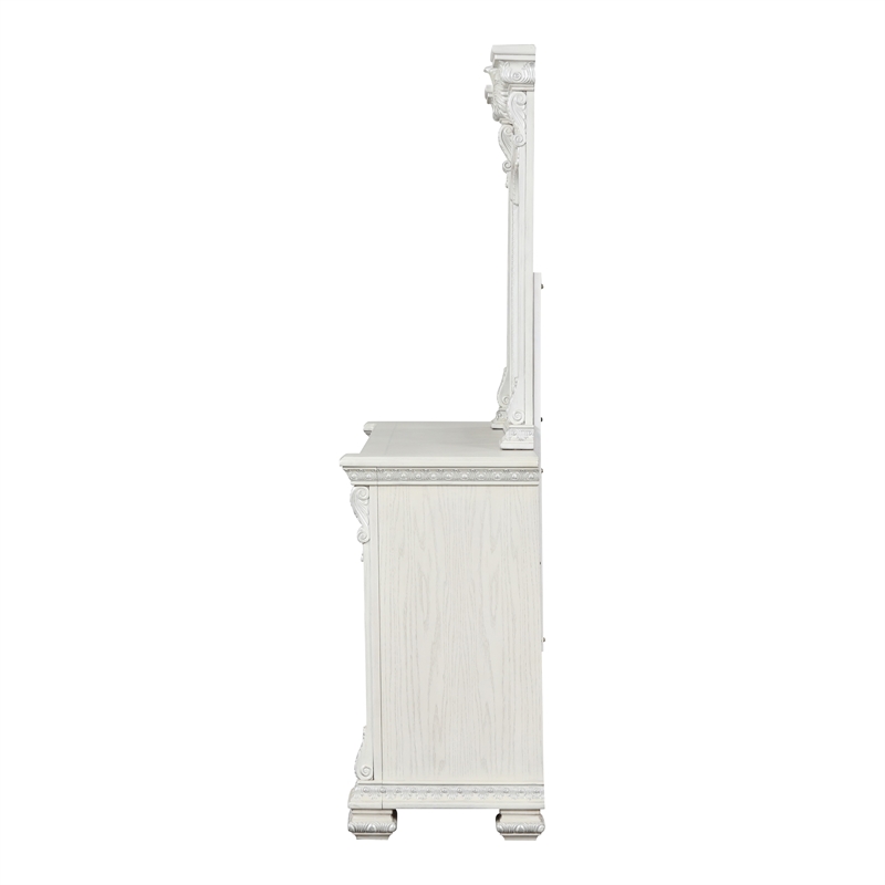 Furniture of America Byrne Wood Dovetail White 9-Drawer Dresser with Mirror