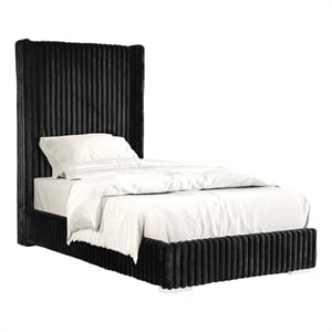 Furniture of America Plutforn Chenille Mattress Ready Twin Bed in Black