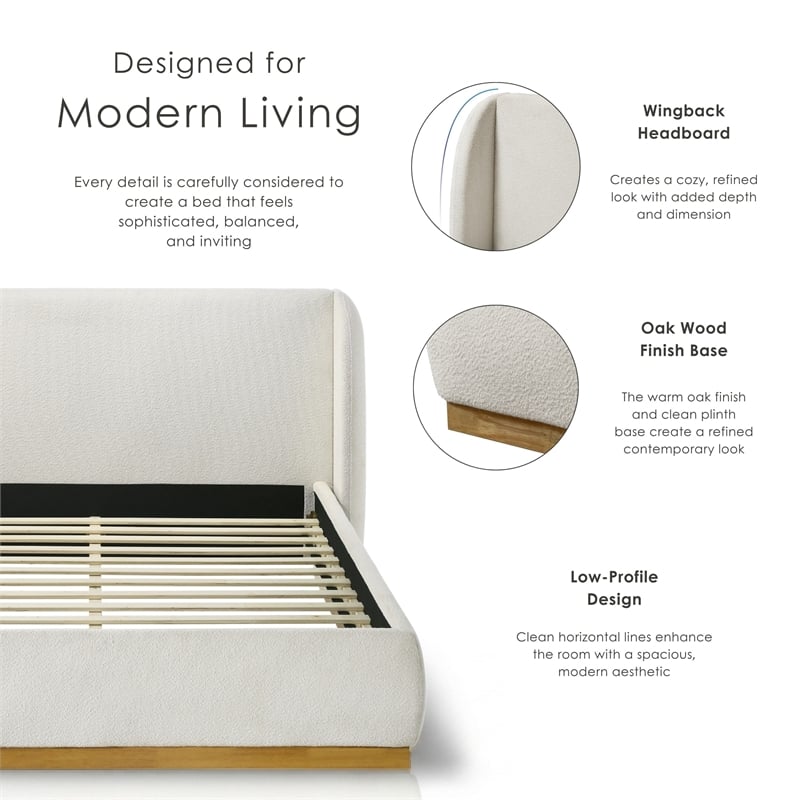 Furniture of America Eleanora Fabric and Wood Mattress Ready King Bed in White