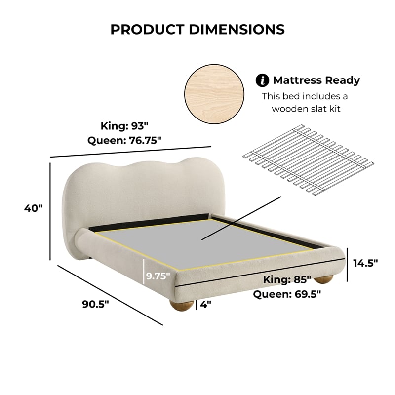 Furniture of America Lunaria Fabric and Wood Mattress Ready King Bed in White