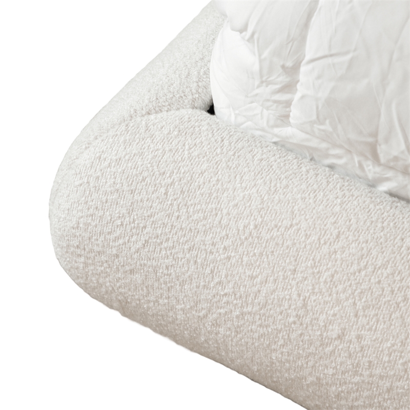 Furniture of America Lunaria Fabric and Wood Mattress Ready Queen Bed in White