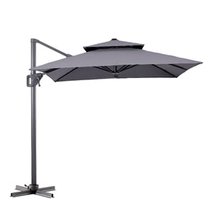 Furniture of America Maynard Polyester 8' Double Top Square Umbrella in Gray