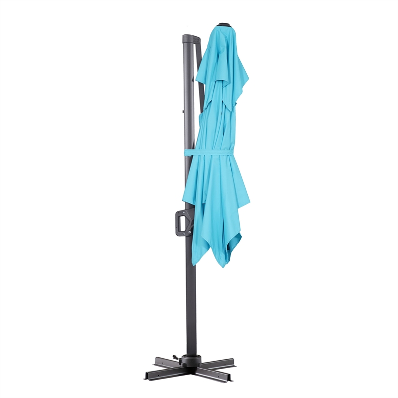 Furniture of America Maynard Polyester 8' Double Top Square Umbrella in Teal