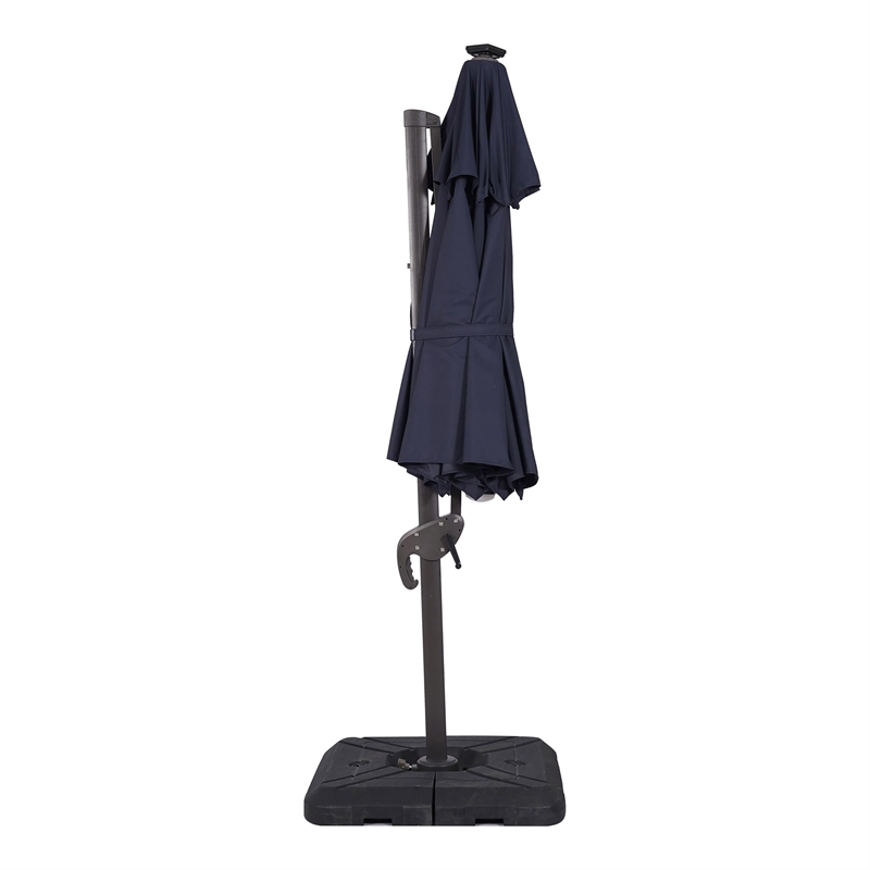 Furniture of America Vauren Fabric 10' Double Top Round Blue Umbrella with LED