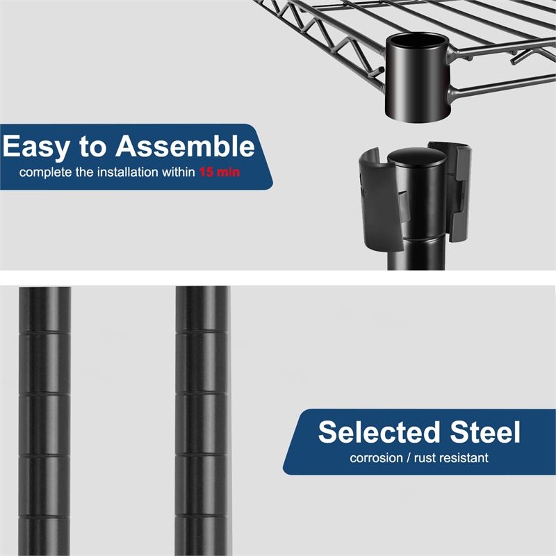 Furniture of America Nigel Metal 5-Tier Wire Shelving Rack in Black