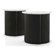 Furniture of America Elara Iron and Faux Marble 2-Piece End Table Set in Black