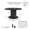Furniture of America Elara Iron and Faux Marble Pedestal Dining Table in Black