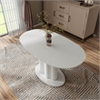 Furniture of America Elara Iron and Wood Pedestal Dining Table in White