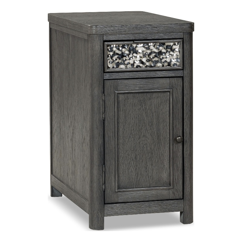 Furniture of America Selyra Wood Gray Chairside Table with Charging Port and USB