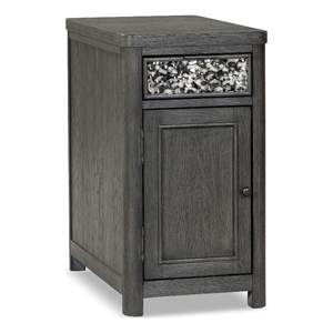 Furniture of America Selyra Wood Gray Chairside Table with Charging Port and USB