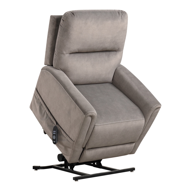 Furniture of America Nightfall Gray Fabric Power Lift Recliner with USB Port