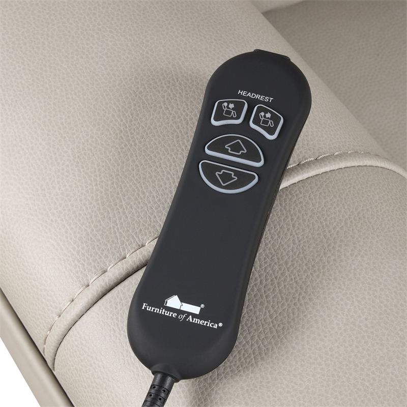 Furniture of America Moonrise Faux Leather Power Lift USB Recliner in Light Gray