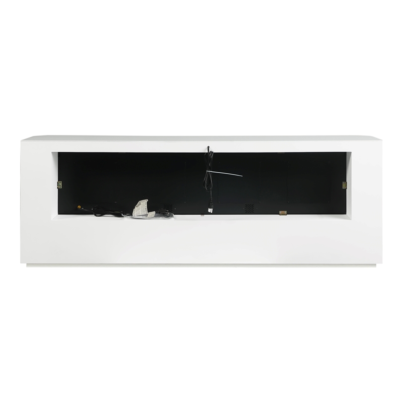 Furniture of America Alcala Wood White 71-Inch TV Stand With Electric Fire Place