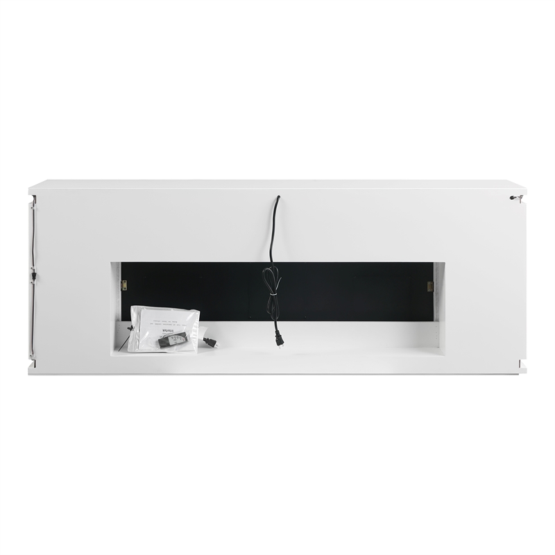 Furniture of America Denny Wood White 71-Inch TV Stand With Electric Fire Place