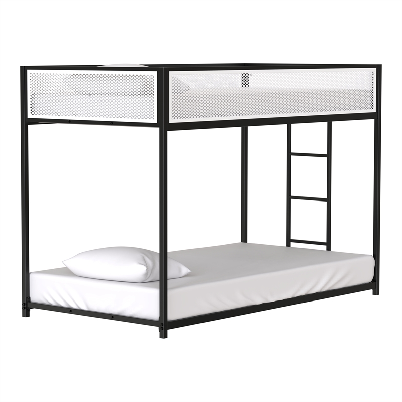 Furniture of America Pramit Metal Twin over Twin Bunk Bed in Black