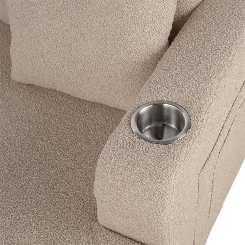 Furniture of America Reese Fabric Beige Sofa with Cup Holders and USBs