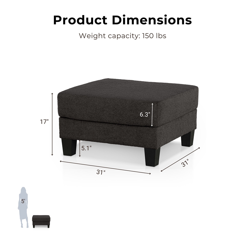 Furniture of America Reese Fabric and Wood Storage Ottoman in Dark Gray