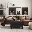 Furniture of America Reese Fabric and Wood Storage Ottoman in Dark Gray
