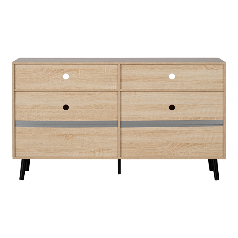 Furniture of America Evans Wood 56-Inch TV Stand with 4-Door in Natural