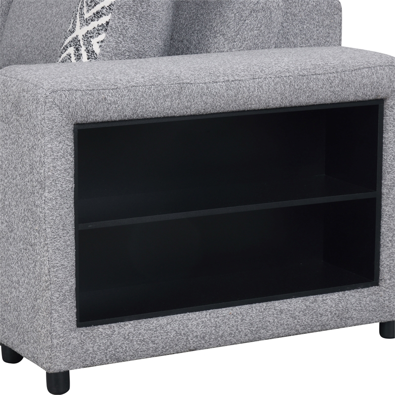Furniture of America Nuesi Fabric Sleeper Sectional with Left Chaise in Gray