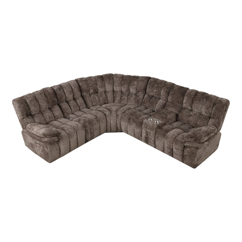 Furniture of America Bello Brown Fabric Power Reclining Sectional with USBs