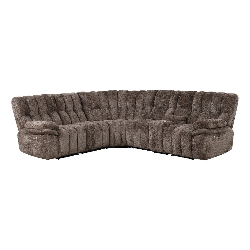 Furniture of America Bello Brown Fabric Power Reclining Sectional with USBs