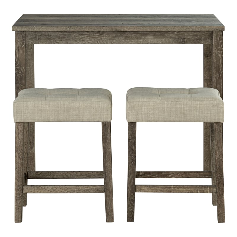 Furniture of America Surtop Wood 3-Piece Counter Dining Table Set in Brown