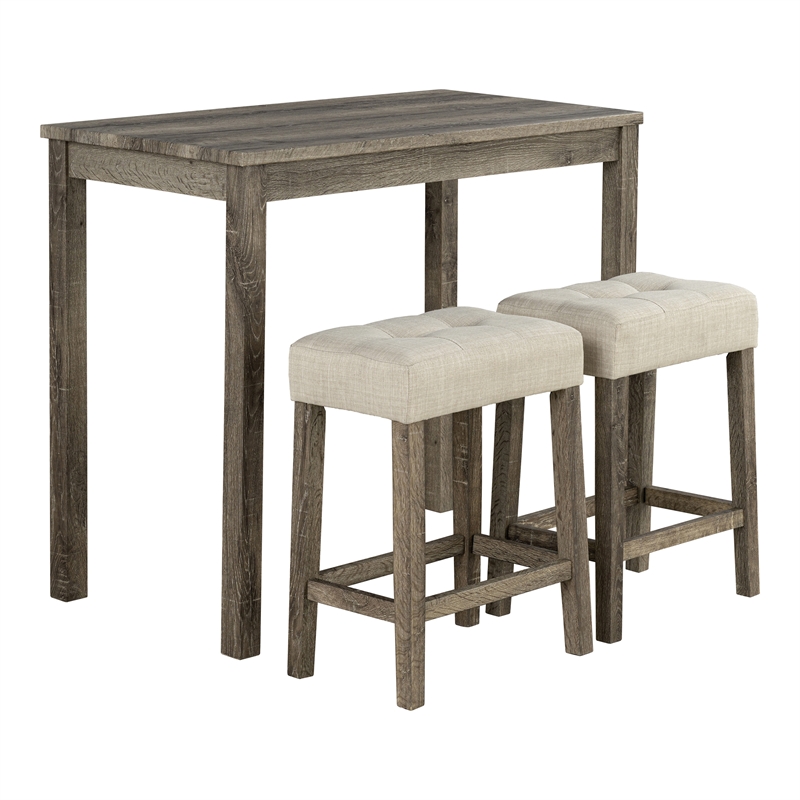 Furniture of America Surtop Wood 3-Piece Counter Dining Table Set in Brown