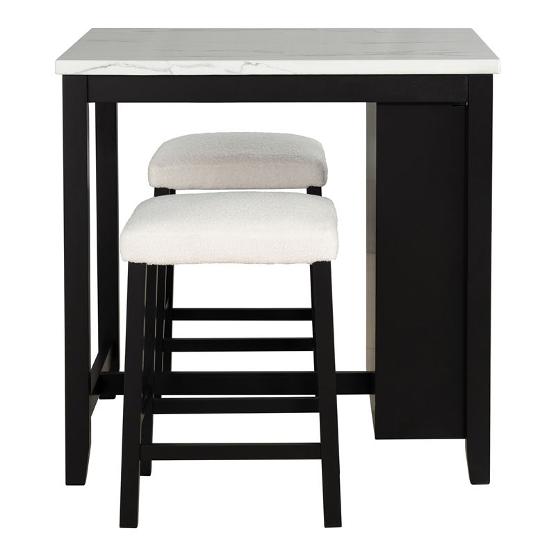 Furniture of America Clouden Wood 3-Piece Counter Dining Table Set in Black