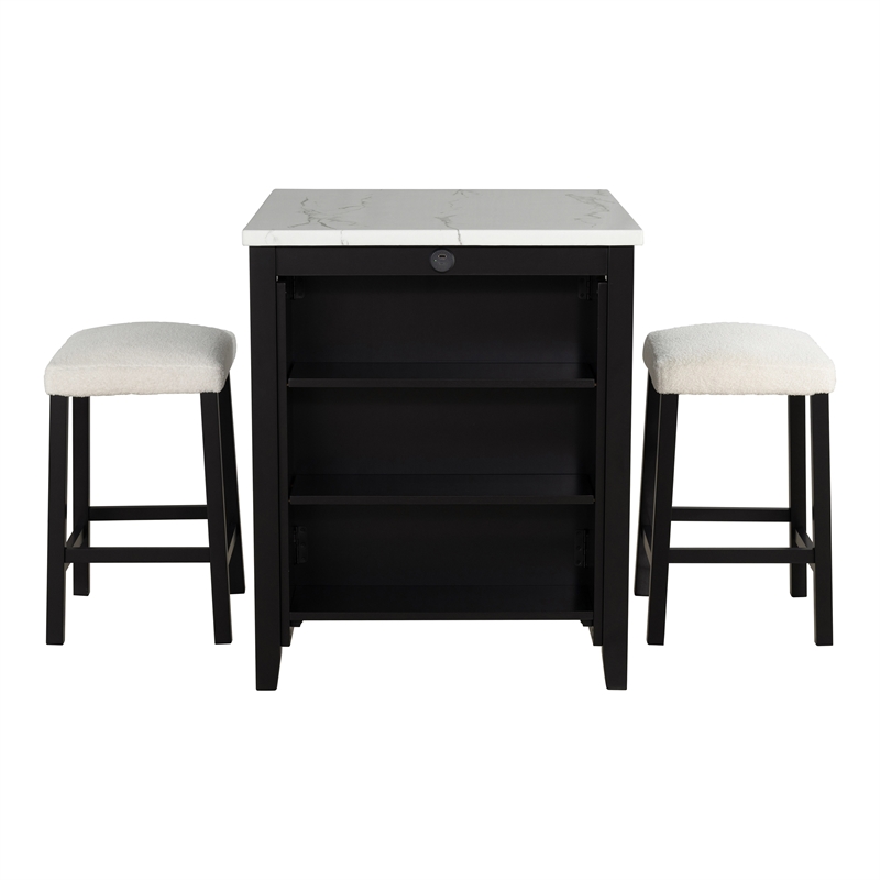 Furniture of America Clouden Wood 3-Piece Counter Dining Table Set in Black