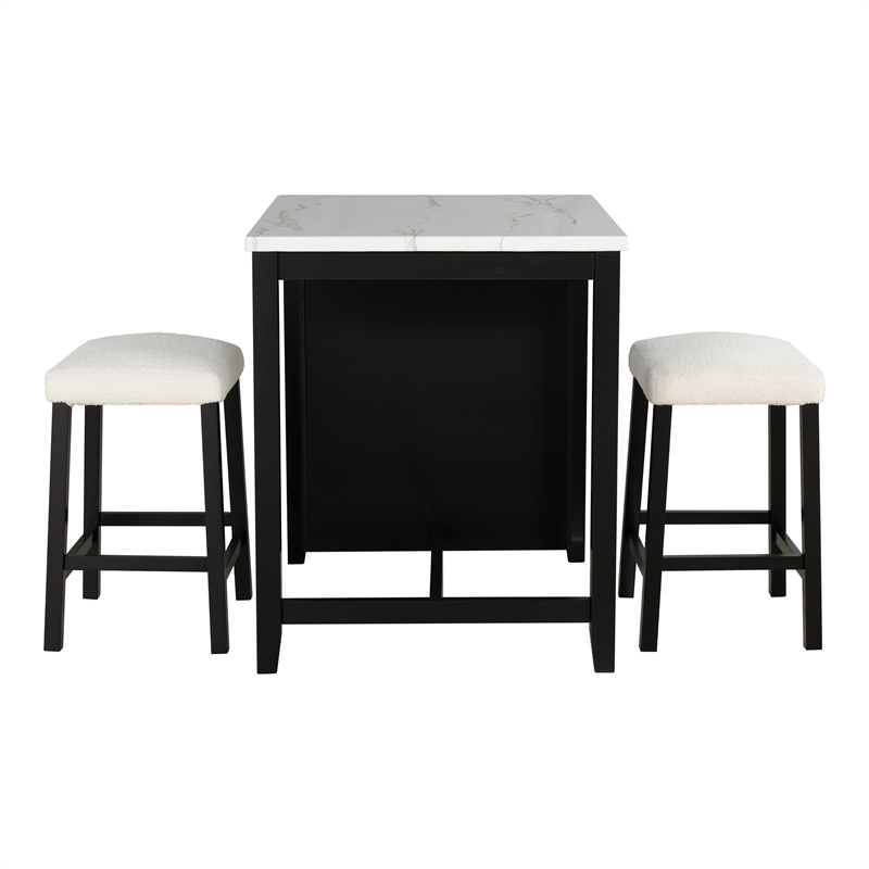Furniture of America Clouden Wood 3-Piece Counter Dining Table Set in Black