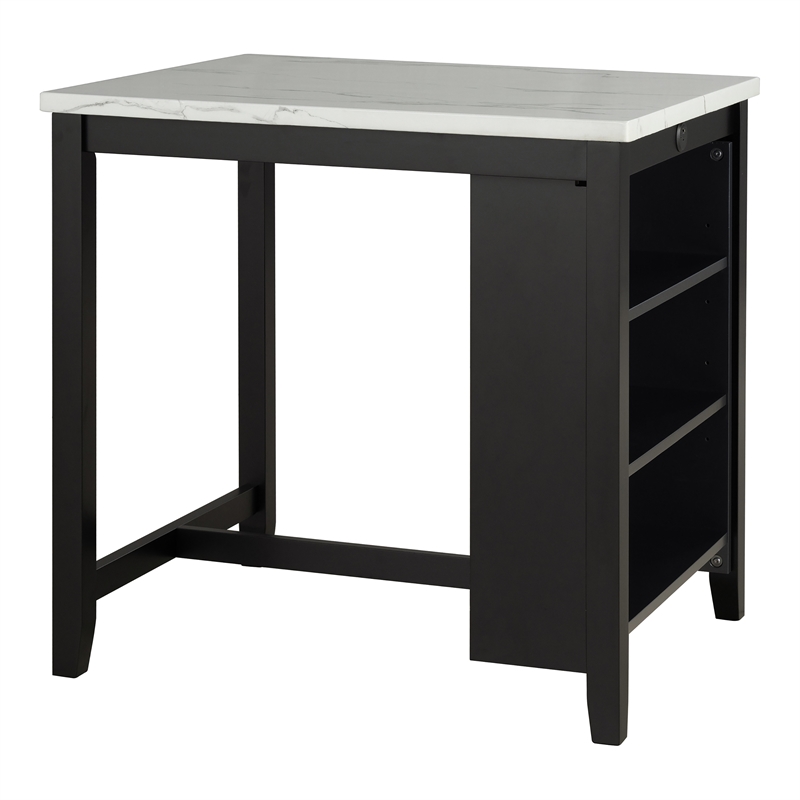 Furniture of America Clouden Wood 3-Piece Counter Dining Table Set in Black