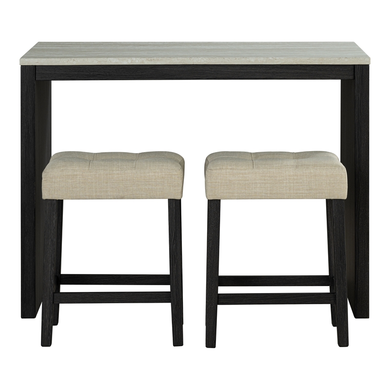 Furniture of America Isgan Wood 3-Piece Counter Dining Table Set in Black