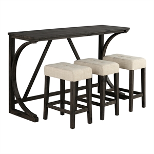 Furniture of America Idola Wood 4-Piece Counter Dining Table Set in Brown