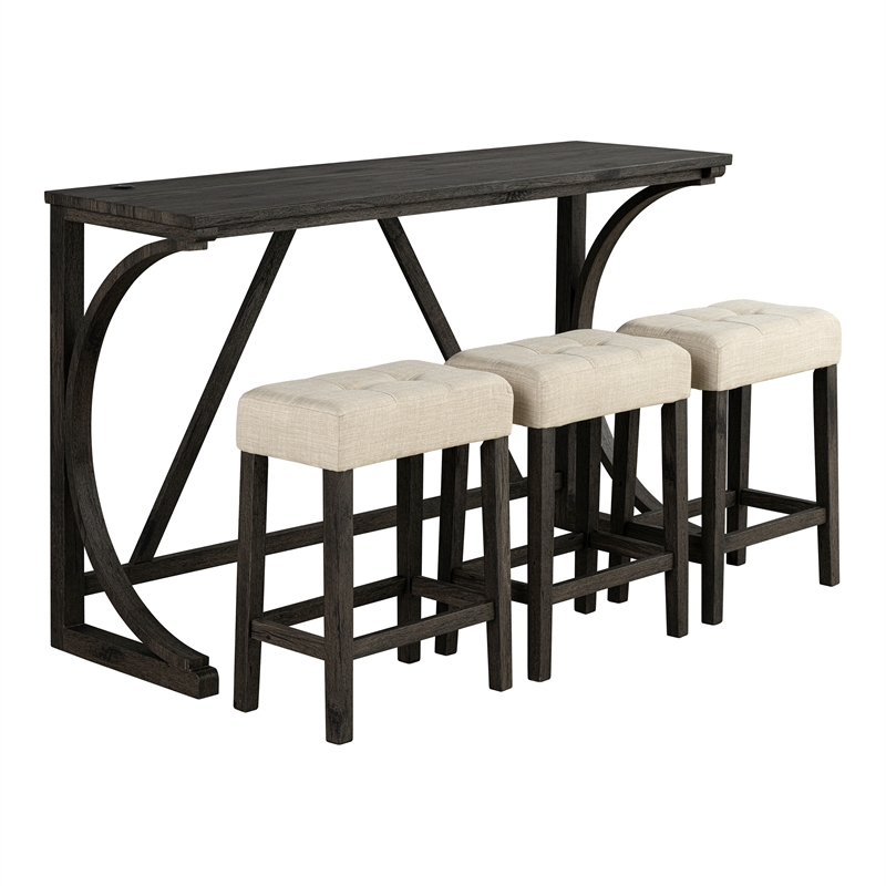 Furniture of America Idola Wood 4-Piece Counter Dining Table Set in Brown