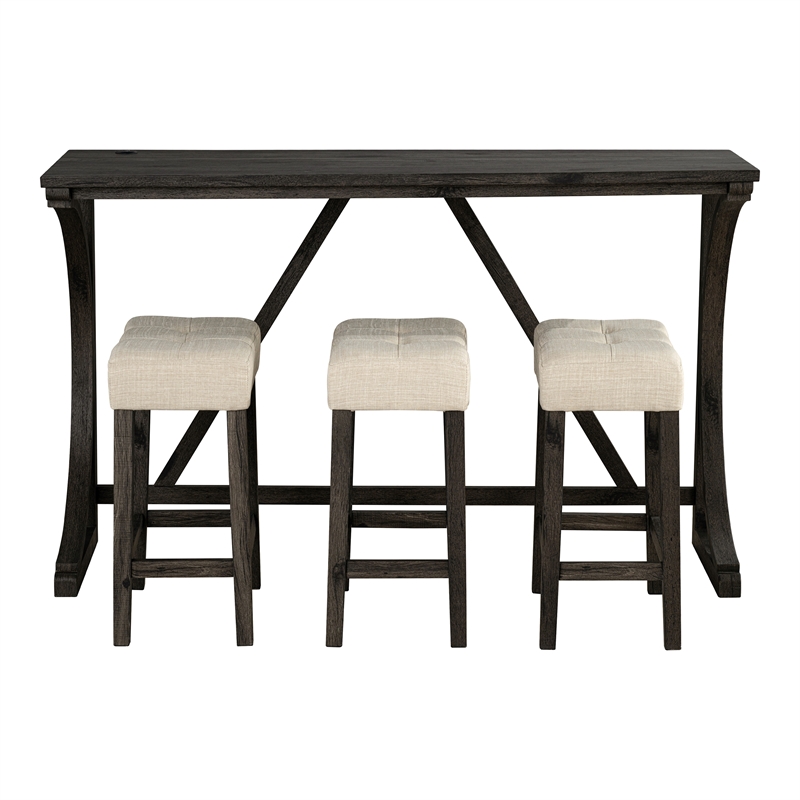 Furniture of America Idola Wood 4-Piece Counter Dining Table Set in Brown