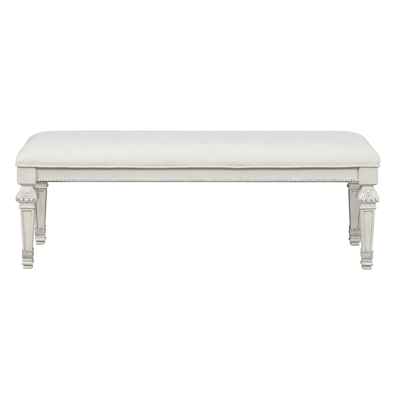 Furniture of America Gelbero Wood Padded Bedroom Bench in White