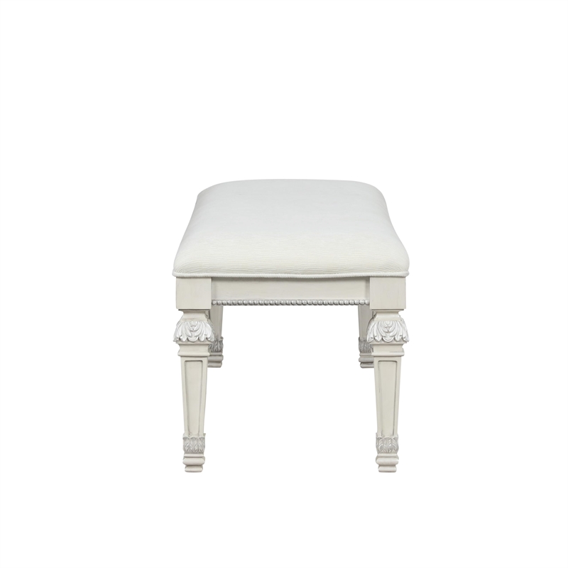 Furniture of America Gelbero Wood Padded Bedroom Bench in White