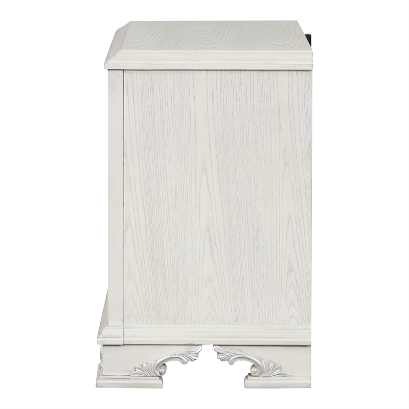 Furniture of America Gelbero White Wood Dovetail 2-Drawer Nightstand with USBs