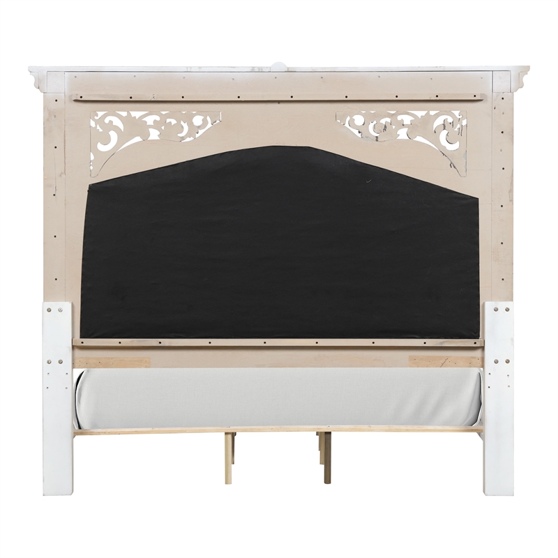Furniture of America Byrne Wood Tufted Headboard Panel King Bed in White