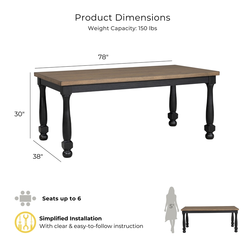 Furniture of America Peregrine Wood 7-Piece Dining Table Set in Black